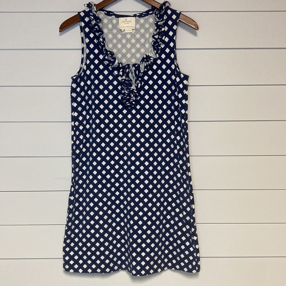 Kate Spade Lucille Diagonal Windowpane Gingham Check Ruffle Neck Shift Dress - Picture 1 of 10